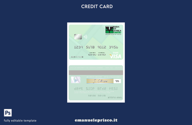 modello di carta di debito visto della Niger Bank of Africa in stile verificato